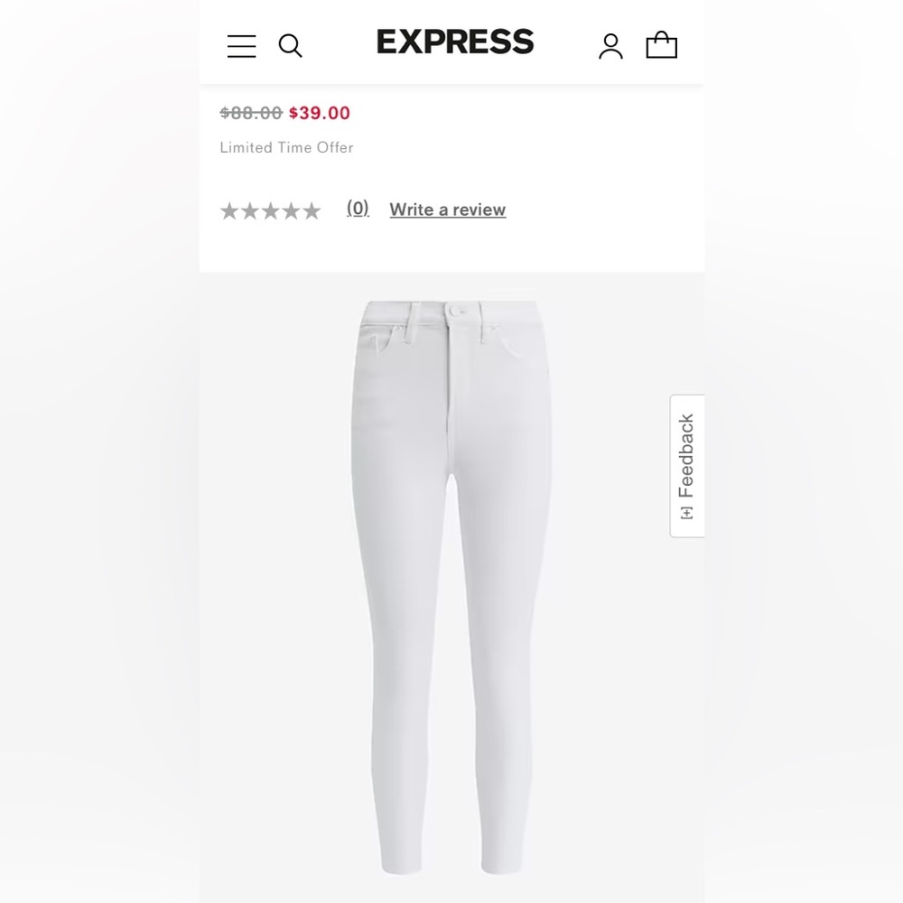 Express NWOT women’s  skinny white jeggings size 16